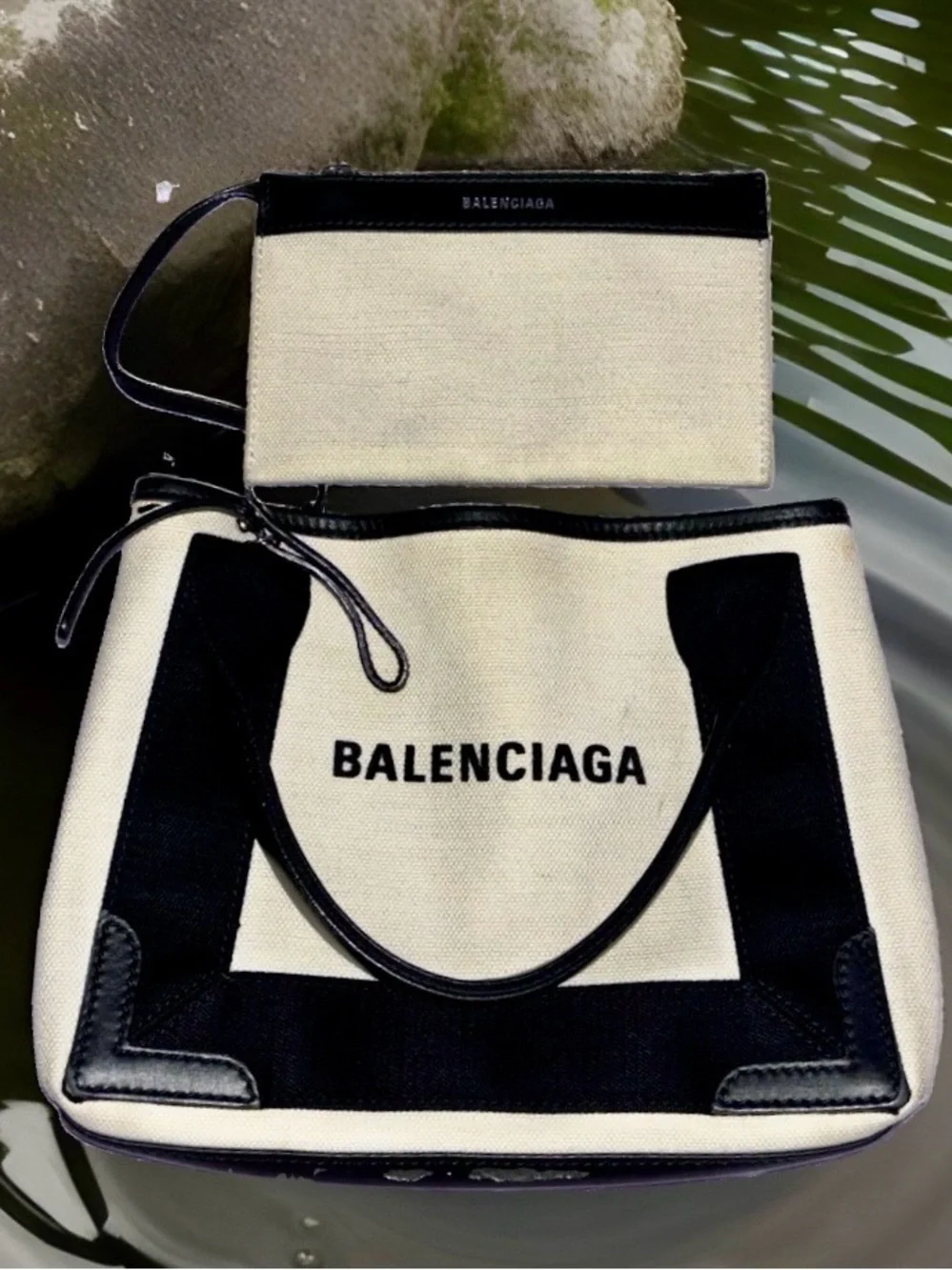 Balenciaga Extra Small Cabas Canvas Satchel with Pouch